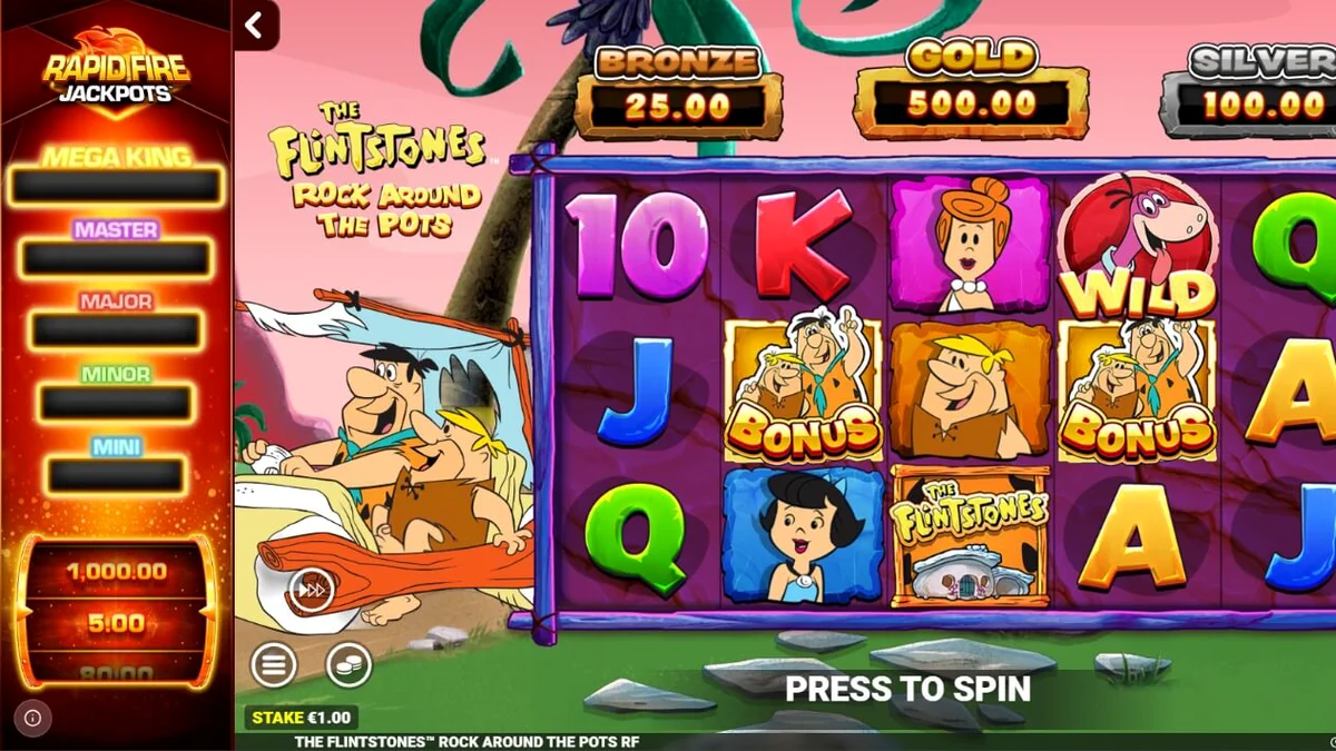 The Flintstones: Rock Around The Pots slot gameplay screen